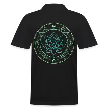 Lotus Moon Sacred Geometry - Men's Polo Shirt - black - Back - Kai (181cm)