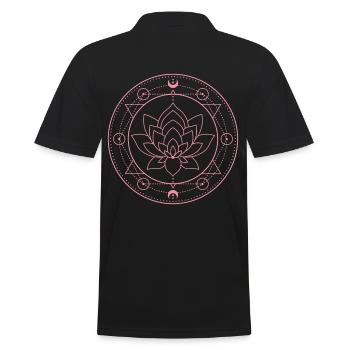 Lotus Moon Sacred Geometry - Men's Polo Shirt - black - Back - Kai (181cm)