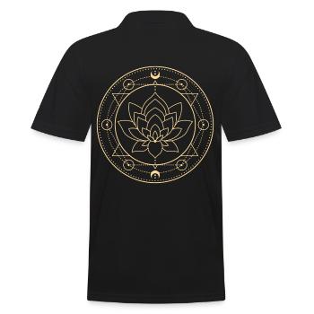 Lotus Moon Sacred Geometry - Men's Polo Shirt - black - Back - Kai (181cm)