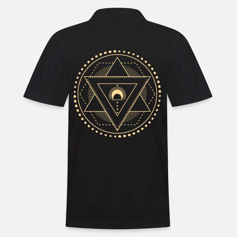 Hexagram géométrie lune bleu - Polo Homme - noir