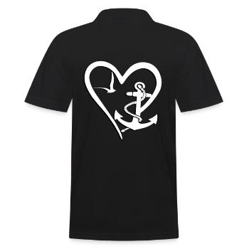anker segeln seefahrt küste kapitän schiff - Männer Poloshirt - Schwarz - Hinten - Kai (181cm)