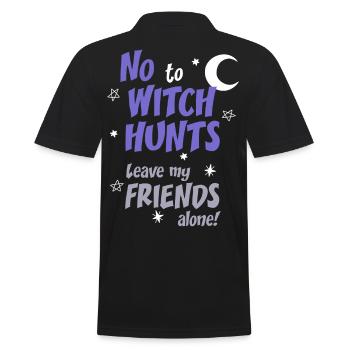No to Witch Hunts - Men's Polo Shirt - black - Back - Kai (181cm)