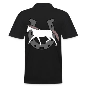 Hufeisen Pferd Reiterin Pferde Pony Schimmel Stute - Männer Poloshirt - Schwarz - Hinten - Kai (181cm)
