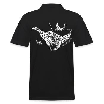 Ray - Desire for the sea, gift, vacation, diving - Men's Polo Shirt - black - Back - Kai (181cm)