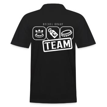 Gaspreis Deckel Team Piktogramm - Männer Poloshirt - Schwarz - Hinten - Kai (181cm)