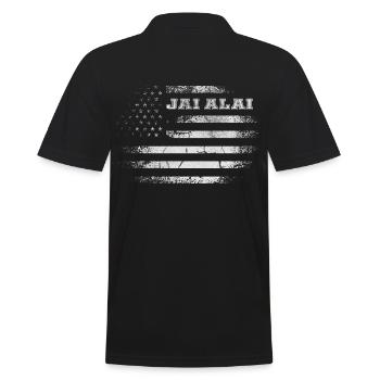 USA flag Jai Alai Gift - Men's Polo Shirt - black - Back - Kai (181cm)