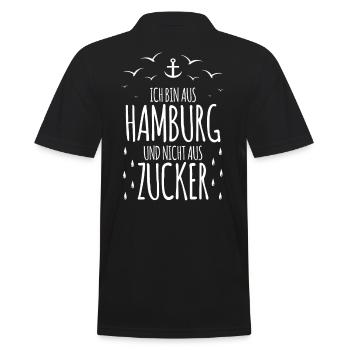 Ich bin aus Hamburg und nicht aus Zucker Wetter - Männer Poloshirt - Schwarz - Hinten - Kai (181cm)