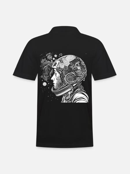"Psychonaut" Psychedelic astronaut with patterns - Men's Polo Shirt - black