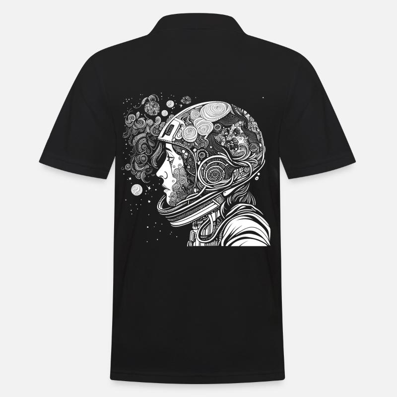 "Psychonaut" Psychedelic astronaut with patterns - Men's Polo Shirt - black