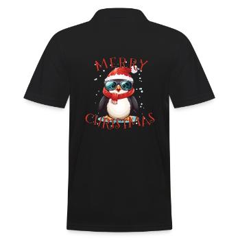 Niedlicher Kleiner Weihnachtspinguin Mit Brille - Männer Poloshirt - Schwarz - Hinten - Kai (181cm)