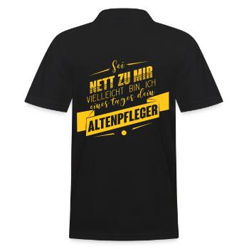 Altenpfleger Geschenk Altenpflege - Sei nett - Männer Poloshirt - Schwarz - Hinten - Kai (181cm)