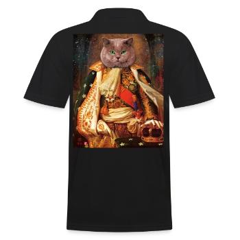 03 Kater Majestät Cat General King König - Männer Poloshirt - Schwarz - Hinten - Kai (181cm)