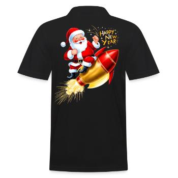 Réveillon du Nouvel An Fusée Feux d’artifice Bonne Année Père Noël - Polo Homme - noir - Dos - Kai (181cm)