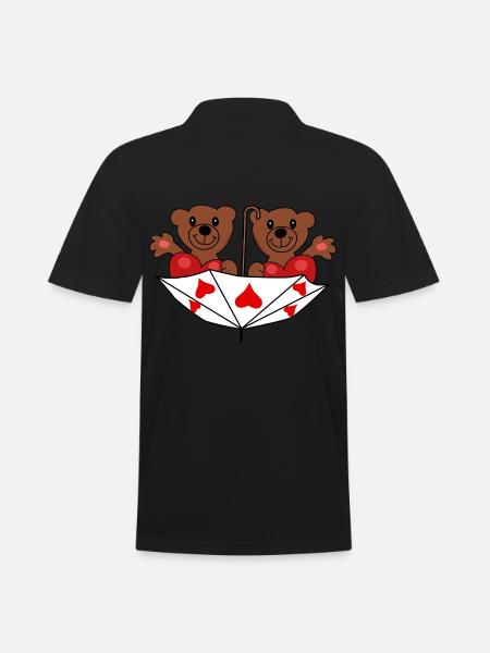 Geschwister Zwillinge Familie Kinder Teddybär Bär - Männer Poloshirt - Schwarz