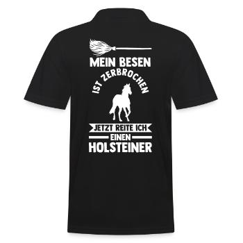 Pferd Reitsport Reiten Pferdesport Holsteiner - Männer Poloshirt - Schwarz - Hinten - Kai (181cm)