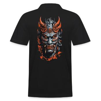 Dämonische Oni Maske Halloween Horror Design - Männer Poloshirt - Schwarz - Hinten - Kai (181cm)