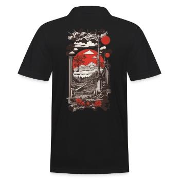 Japon Pop Art Rétro & Collage Esthétique - Polo Homme - noir - Dos - Kai (181cm)