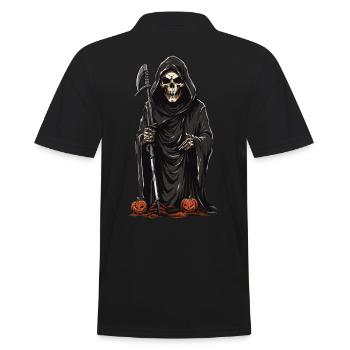 Grim Reaper Pumpkins Halloween Chills and Horror - Men's Polo Shirt - black - Back - Kai (181cm)