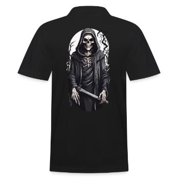 Gothic Grusel Halloween Skelett - Männer Poloshirt - Schwarz - Hinten - Kai (181cm)