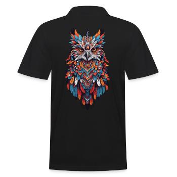 Eulen Mandala Spirit Tier Schamane Feder Design - Männer Poloshirt - Schwarz - Hinten - Kai (181cm)
