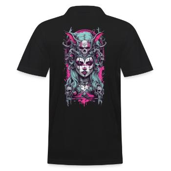 Gothic Witch Demon E-Girl Occult Magic Design - Men's Polo Shirt - black - Back - Kai (181cm)