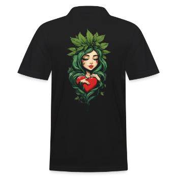 Plante Feuilles Fille Coeur Tatouage Streetwear - Polo Homme - noir - Dos - Kai (181cm)