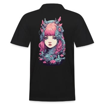 Esthétique Anime Synthwave e-Girl Streetwear - Polo Homme - noir - Dos - Kai (181cm)