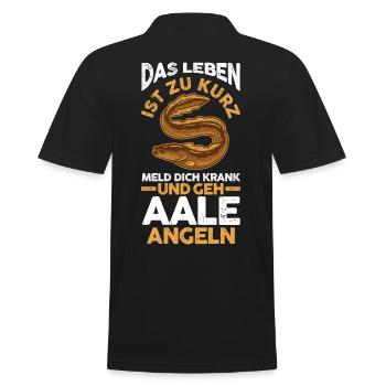 Angeln Angler Aal - Männer Poloshirt - Schwarz - Hinten - Kai (181cm)