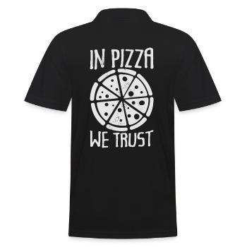 In Pizza we trust - funny - Men's Polo Shirt - black - Back - Kai (181cm)