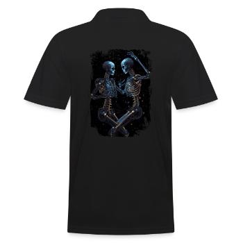 Tanzende Cyber Skelette - Surrealer Horror - Männer Poloshirt - Schwarz - Hinten - Kai (181cm)