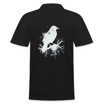 Weißer Rabe, Krähe als Ink Skizze - Männer Poloshirt - Schwarz - Hinten - Kai (181cm)