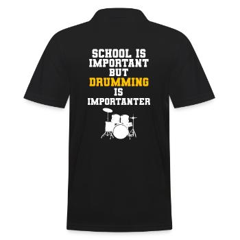 School Is Important But Drumming Is Importanter - Männer Poloshirt - Schwarz - Hinten - Kai (181cm)