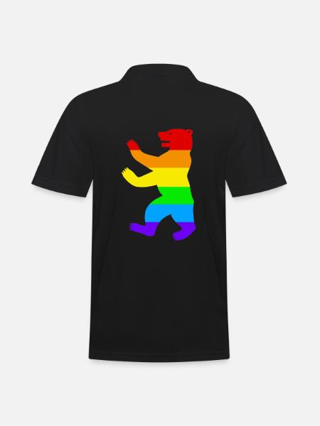 Berlin Bear / Pride Bear / Rainbow - Men's Polo Shirt - black