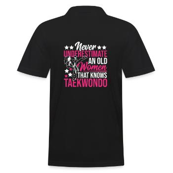 Ne sous-estimez jamais une vieille femme Taekwondo - Polo Homme - noir - Dos - Kai (181cm)