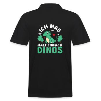Triceratops T-Rex Velociraptor J’aime tout simplement les dinos - Polo Homme - noir - Dos - Kai (181cm)