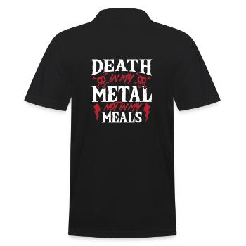 Heavy-Metal-Musik Death in My Metal Not in Meals - Männer Poloshirt - Schwarz - Hinten - Kai (181cm)