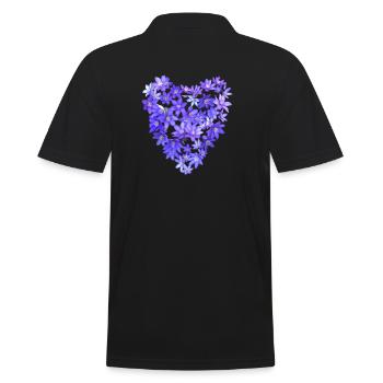 Blaues Veilchenherz - Männer Poloshirt - Schwarz - Hinten - Kai (181cm)