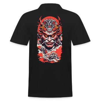 Japan Oni Demons Retro Tokyo Manga Design - Men's Polo Shirt - black - Back - Kai (181cm)