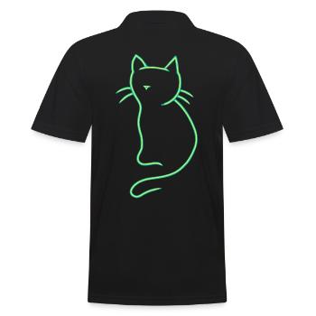 Retro vintage cat 80's old school - Men's Polo Shirt - black - Back - Kai (181cm)