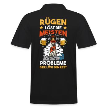 Leuchtturm Ostsee Urlaub Rügen - Männer Poloshirt - Schwarz - Hinten - Kai (181cm)