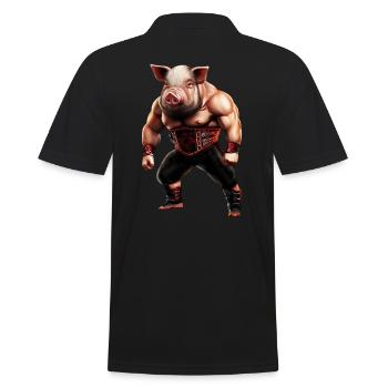 Wrestler Schwein - Männer Poloshirt - Schwarz - Hinten - Kai (181cm)