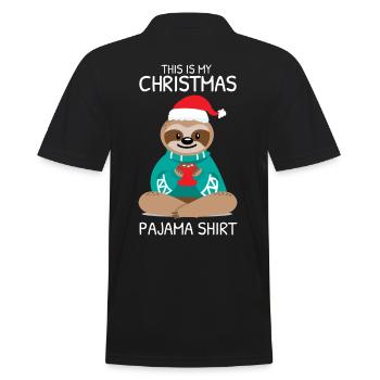 Christmas Pajama Sloth - Men's Polo Shirt - black - Back - Kai (181cm)