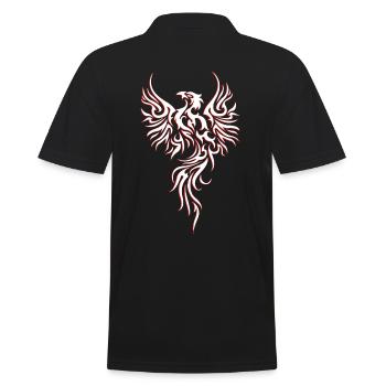 Phönix Tribal Muster Tattoo Kunst - Männer Poloshirt - Schwarz - Hinten - Kai (181cm)