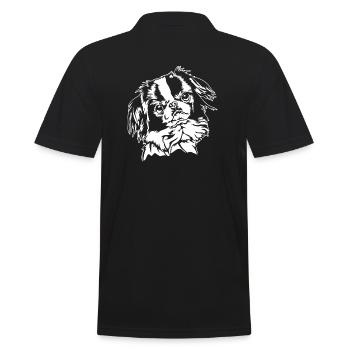 Japan Chin Portrait Dogs Dog Wilsigns - Men's Polo Shirt - black - Back - Kai (181cm)