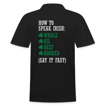 HOW TO SPEAK IRISH - Männer Poloshirt - Schwarz - Hinten - Kai (181cm)