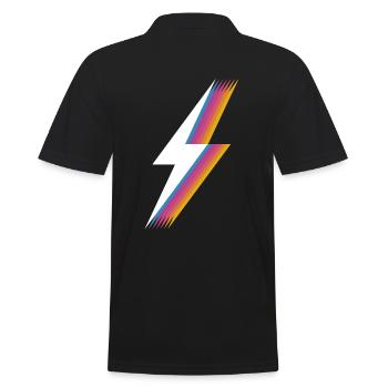 Retrocolor 80s Blitz - Lightning Bolt - Männer Poloshirt - Schwarz - Hinten - Kai (181cm)