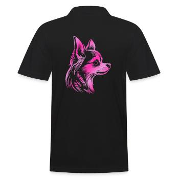 Chihuahua, poil long, tête de chien, dessin rose - Polo Homme - noir - Dos - Kai (181cm)