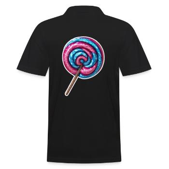 Hübscher perlmuttfarbener Lutscher mit Glitzer - Männer Poloshirt - Schwarz - Hinten - Kai (181cm)