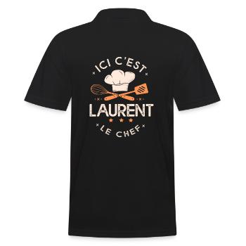 Laurent Chef Ici c est laurent le chef cuisinier - Polo Homme - noir - Dos - Kai (181cm)