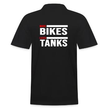 Fahrrad "more bikes" Radfahrer sattelfest - Männer Poloshirt - Schwarz - Hinten - Kai (181cm)